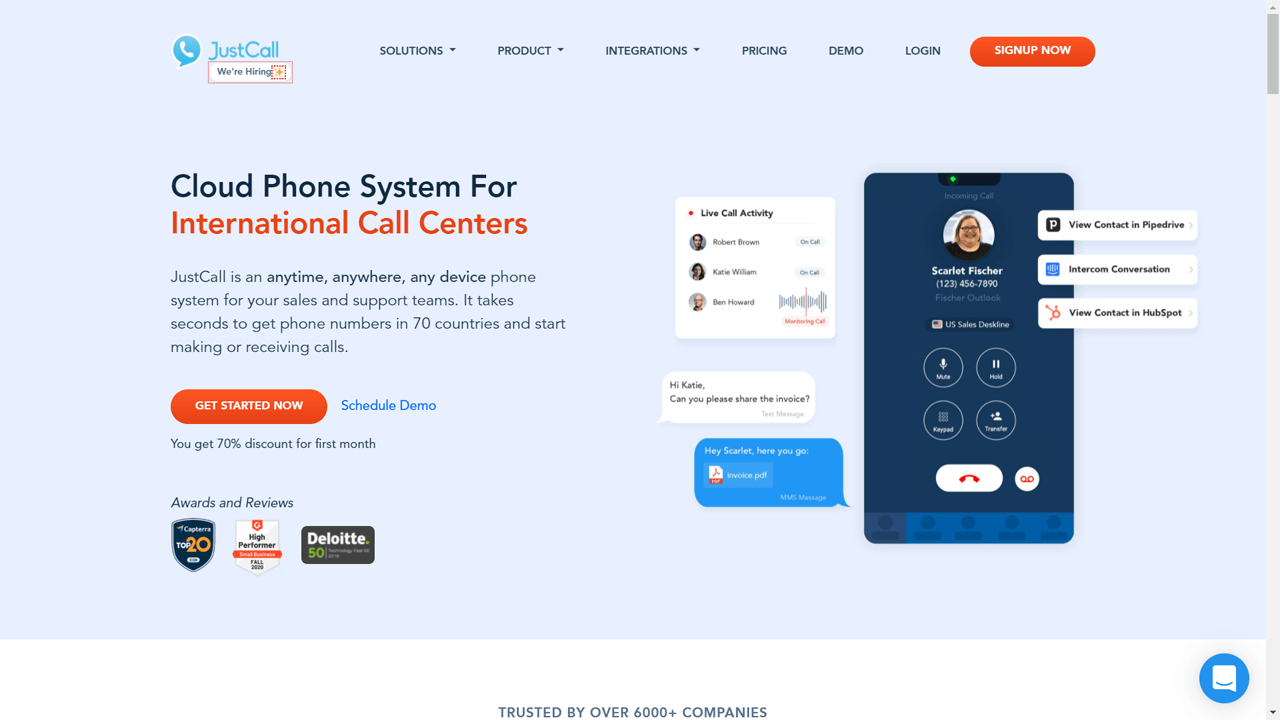 justcall cloud phone system sales support teams