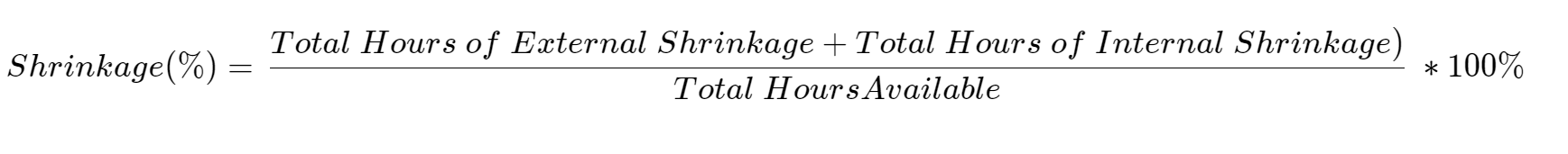 call center shrinkage in terms of number of hours