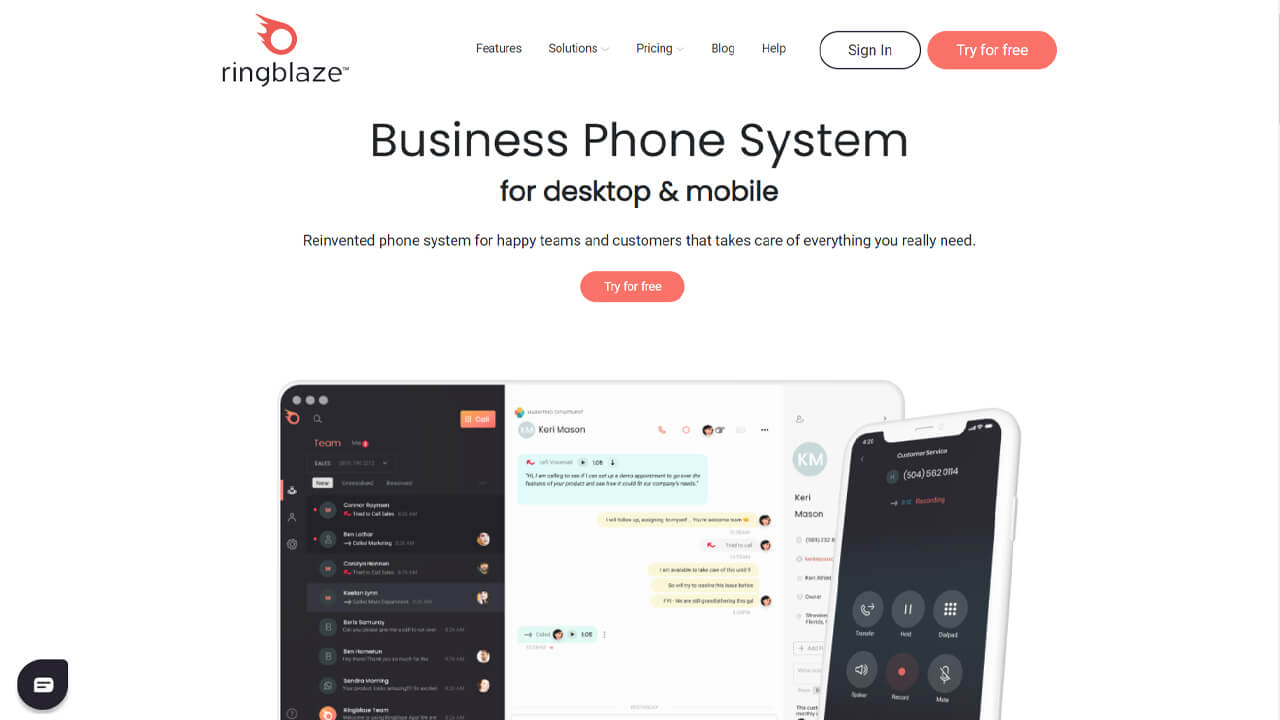 ringblaze business phone system for desktop mobile