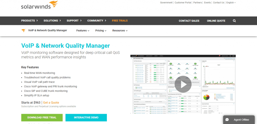 solarwinds VoIP and network quality manager