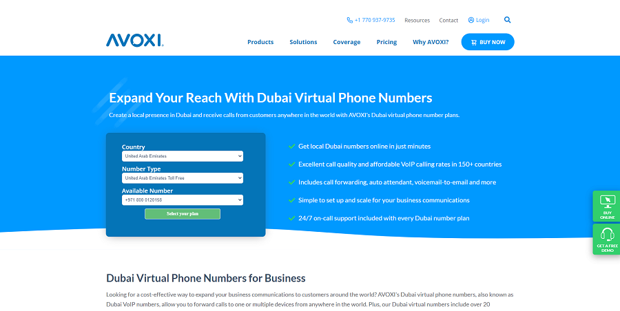 Avoxi as UAE Virtual Phone Number provider