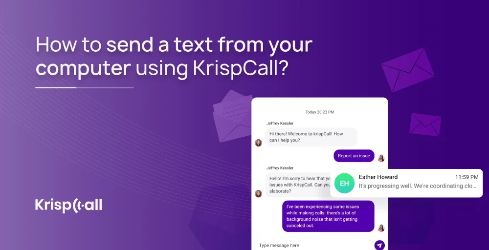 how to send a text from your computer using KrispCall