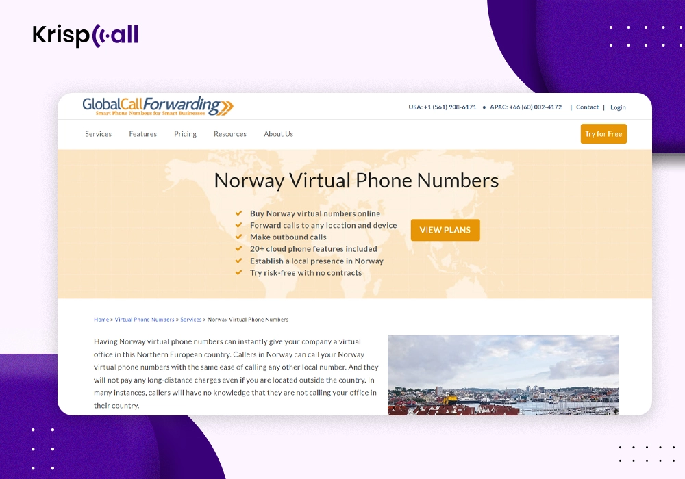 global call norway number