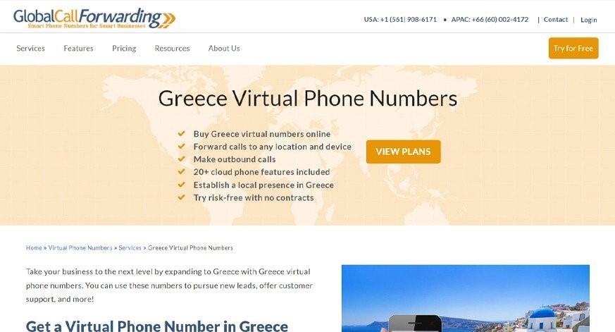 GlobalCallForwarding Greece number