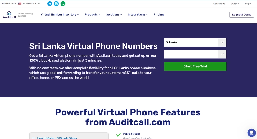 auditcall Sri Lanka virtual number