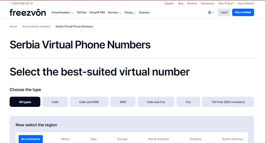 freezvon serbia virtual phone number