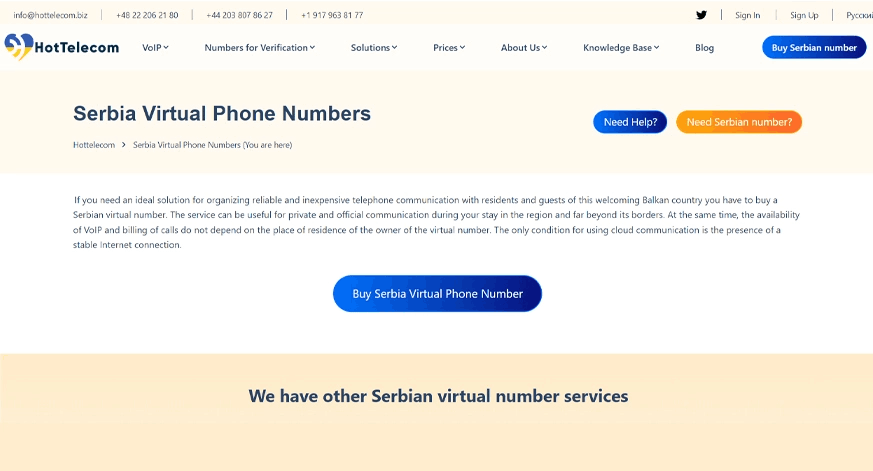 hottelecom serbia virtual phone number