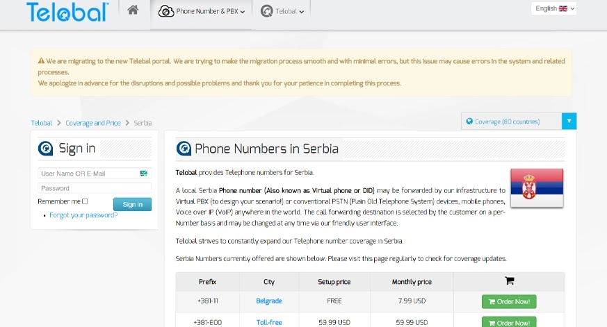 telobal serbia virtual phone number