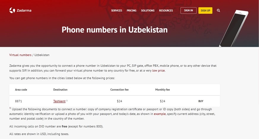 uzbekistan Zandarma virtual phone number