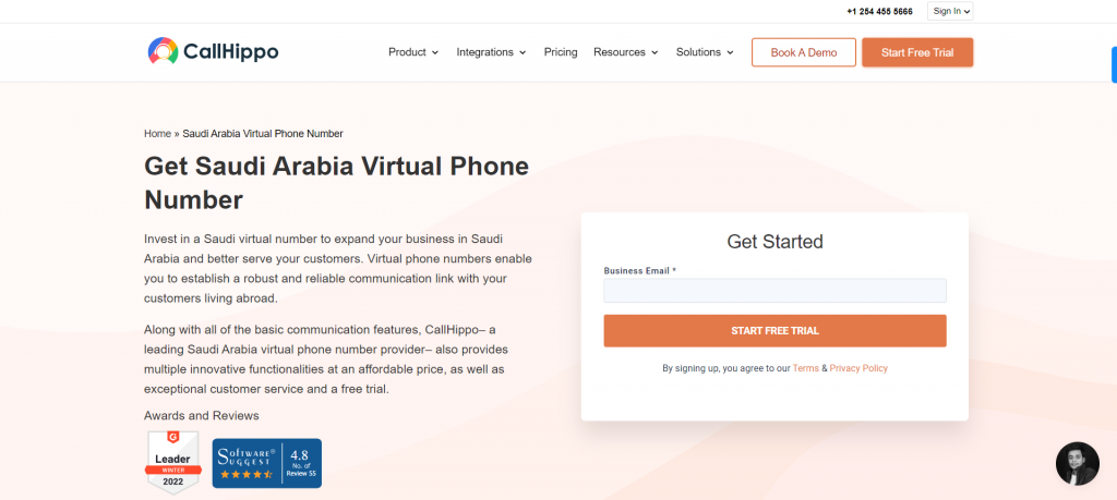 callhippo saudi arabia virtual number 
