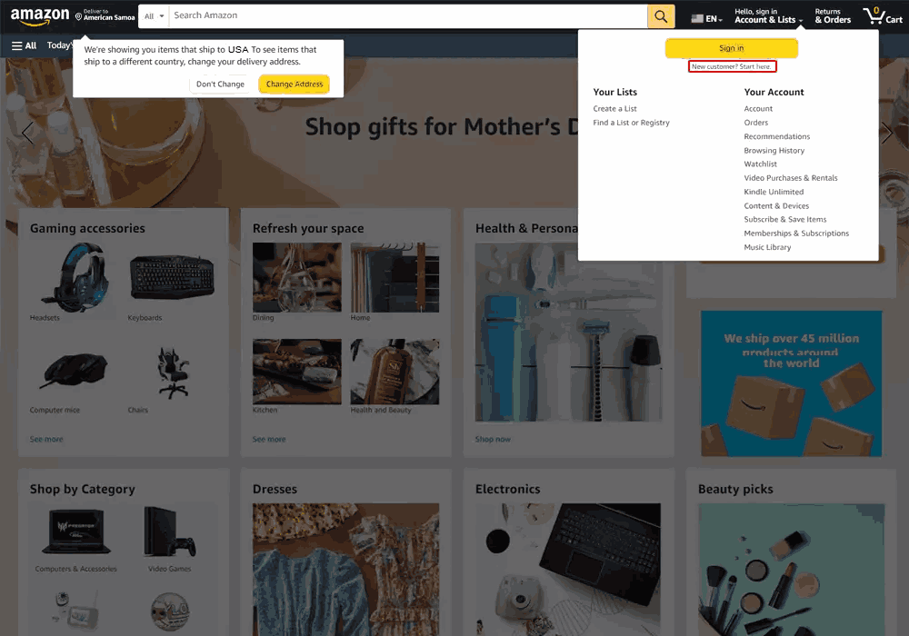 amazon image guiding to create new account