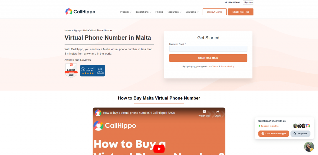 callhippo malta virtual number
