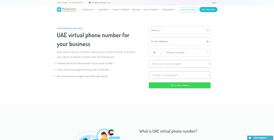 UAE virtual phone number for business