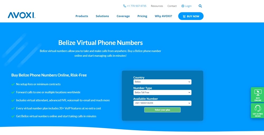 Avoxi Belize Virtual Number
