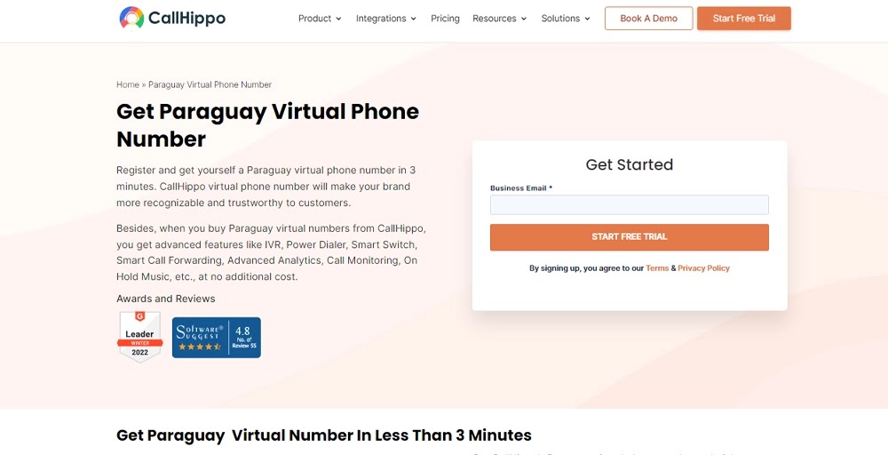 CallHippo Paraguay Virtual Number