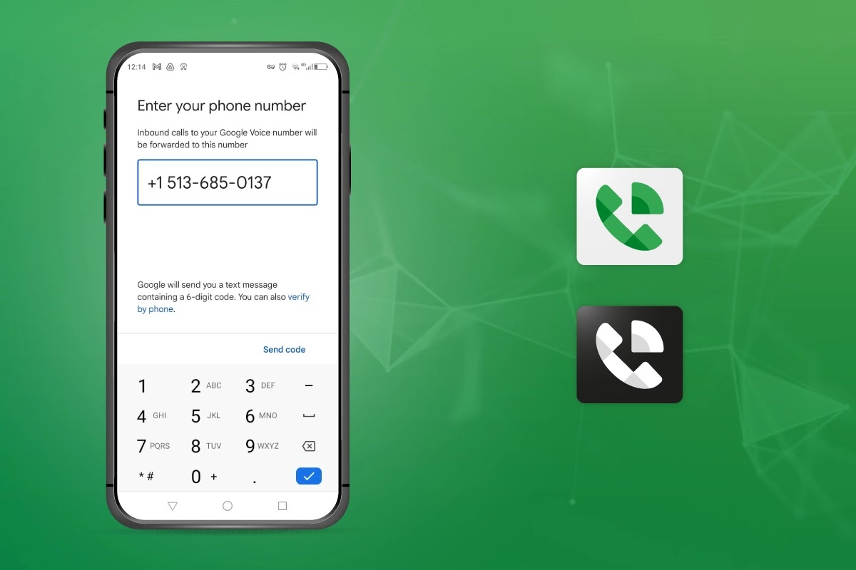 Enter virtual phone number for Google Voice Set up