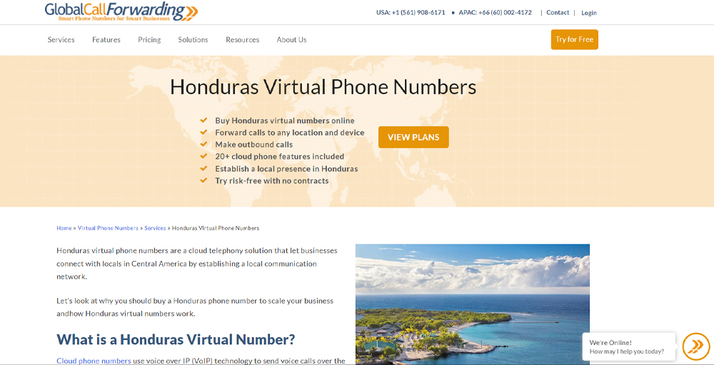Honduras Virtual Phone Number GlobalCallForwarding 1