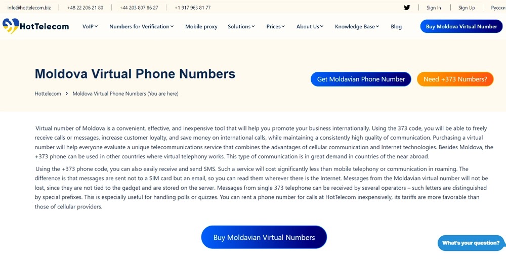 Moldova Virtual Phone Number HotTelecom