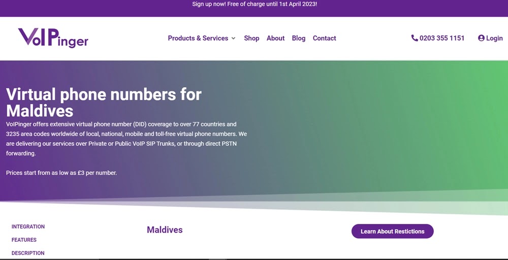voipinger maldives number