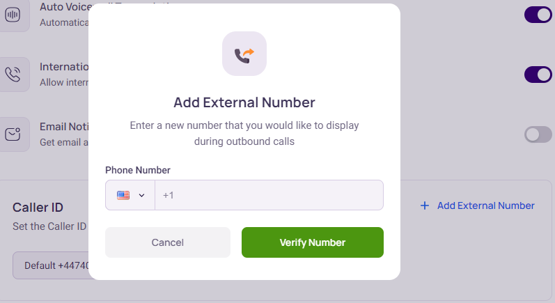 KrispCall Caller Id to Change Phone Number