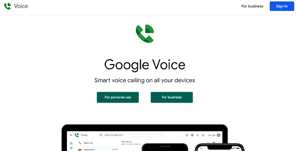 google voice home page