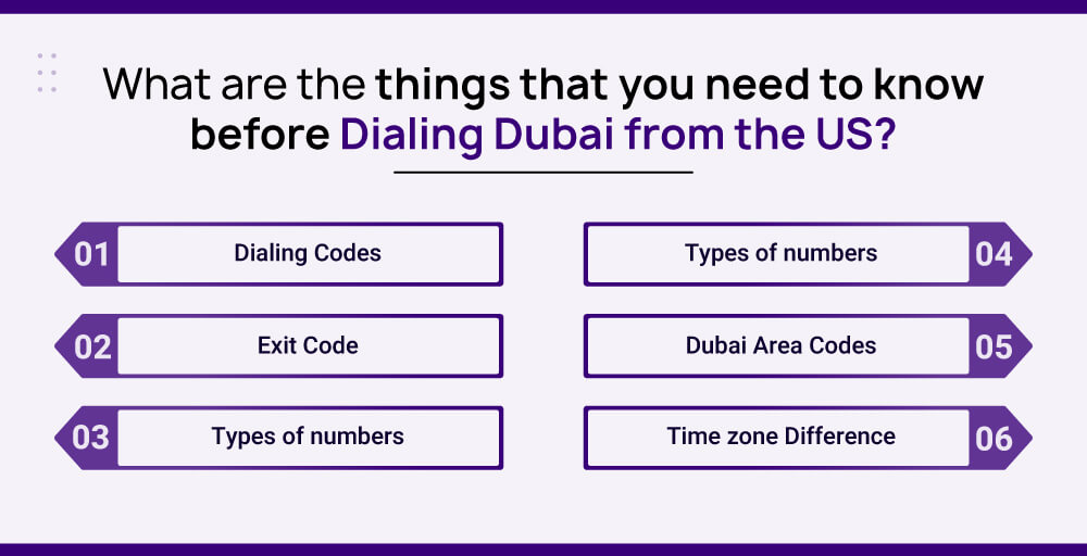 What are the things that you need to know before dialing Dubai from the US