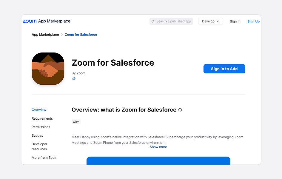 Zoom Salesforce integration