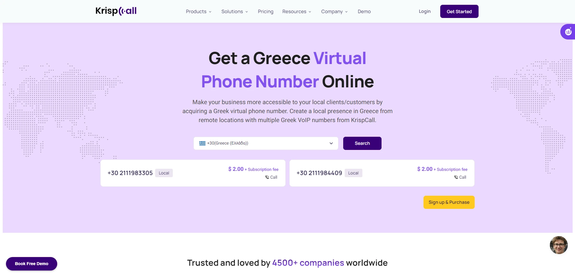KrispCall as a Greece Virtual Phone Number provider