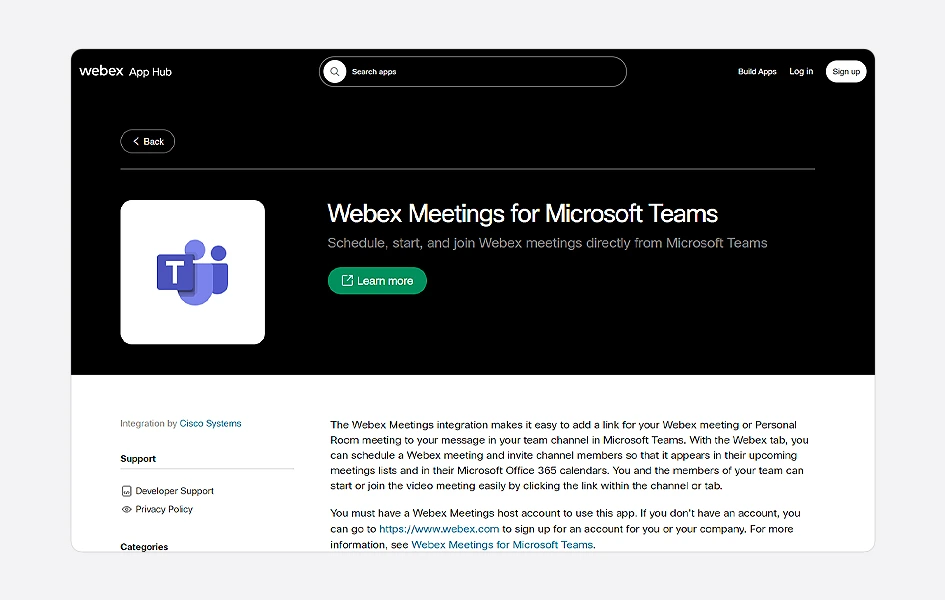 Webex Microsoft Teams Integration
