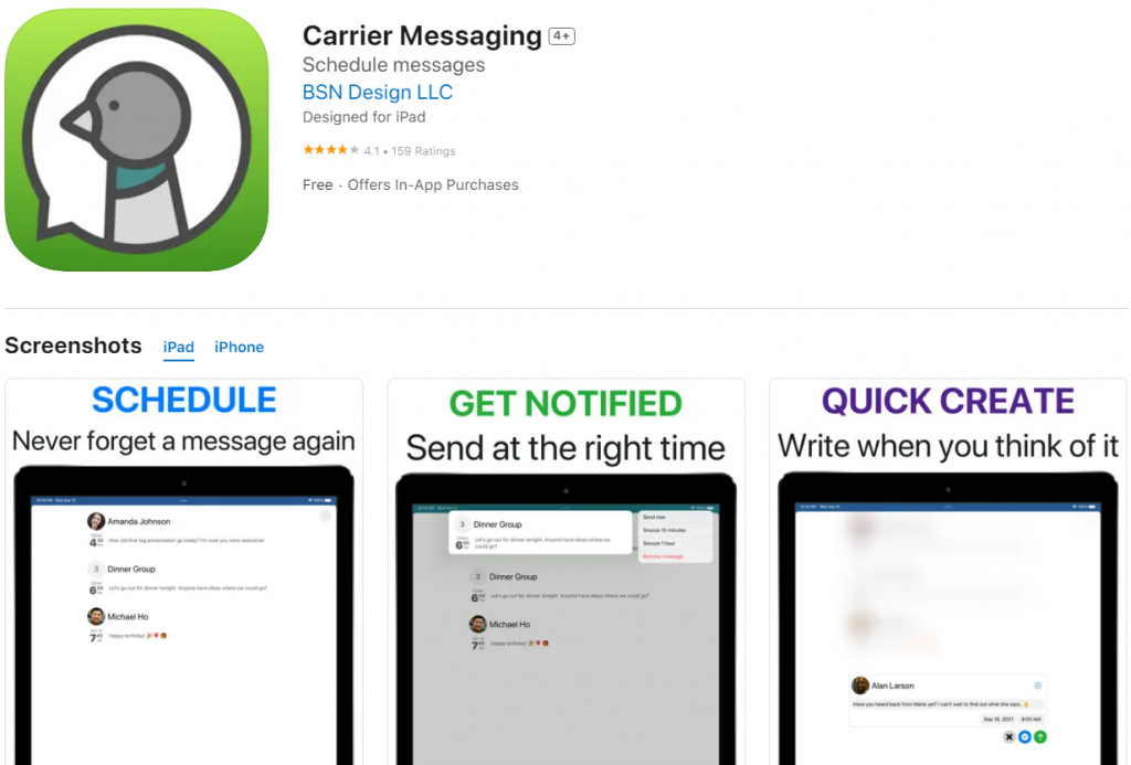 Carrier Messaging- Schedule a text on iPhone using third-party apps