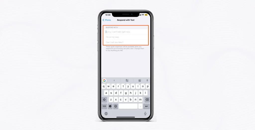 compose auto reply message from iphone settings