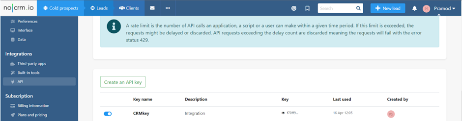 How to Integrate noCRM account with KrispCall