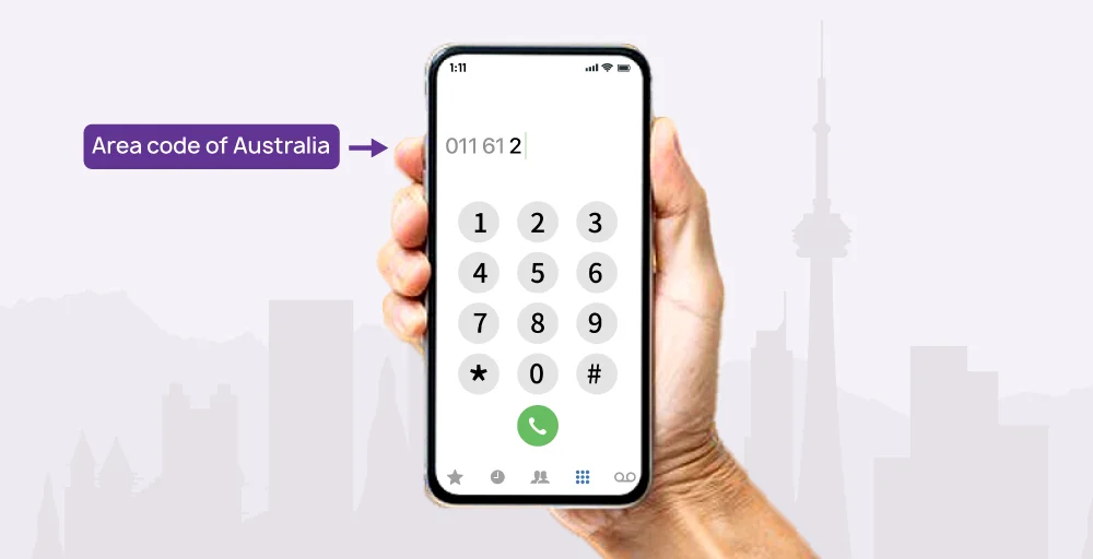 Dial the area code of Australia