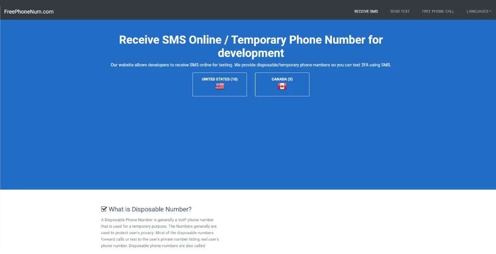 Freephonenum temporary phone number