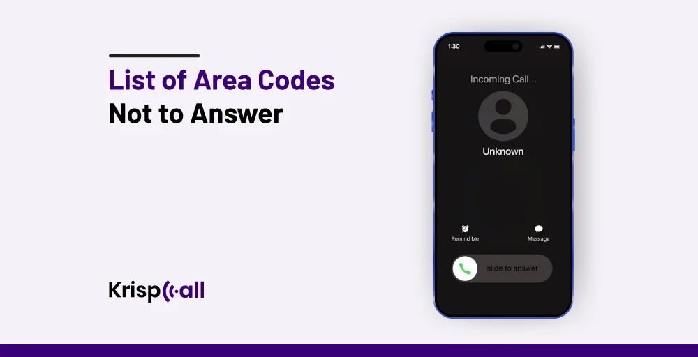 List of area code not to answer