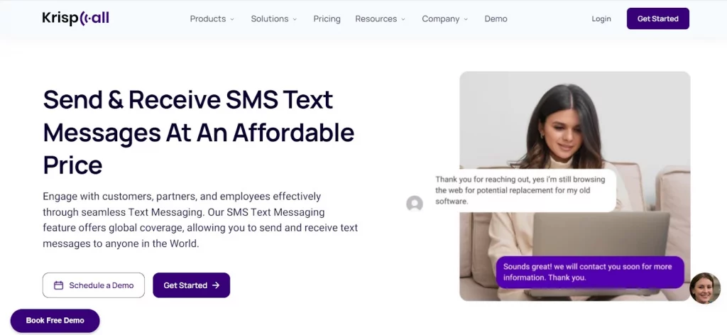 SMS Text Message Feature Through KrispCall