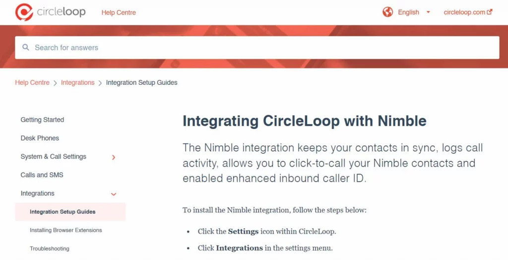 Nimble Circleloop integration