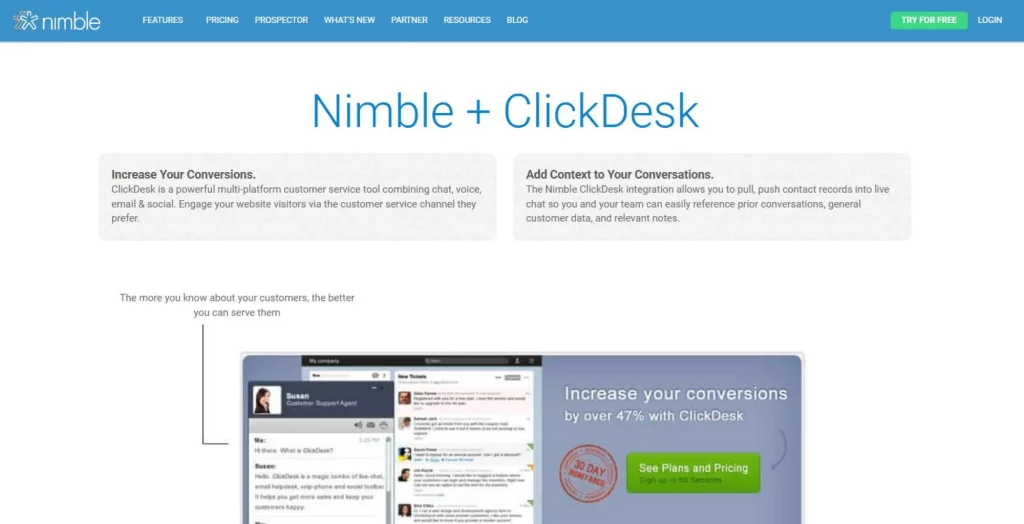 Nimble Clickdesk integration