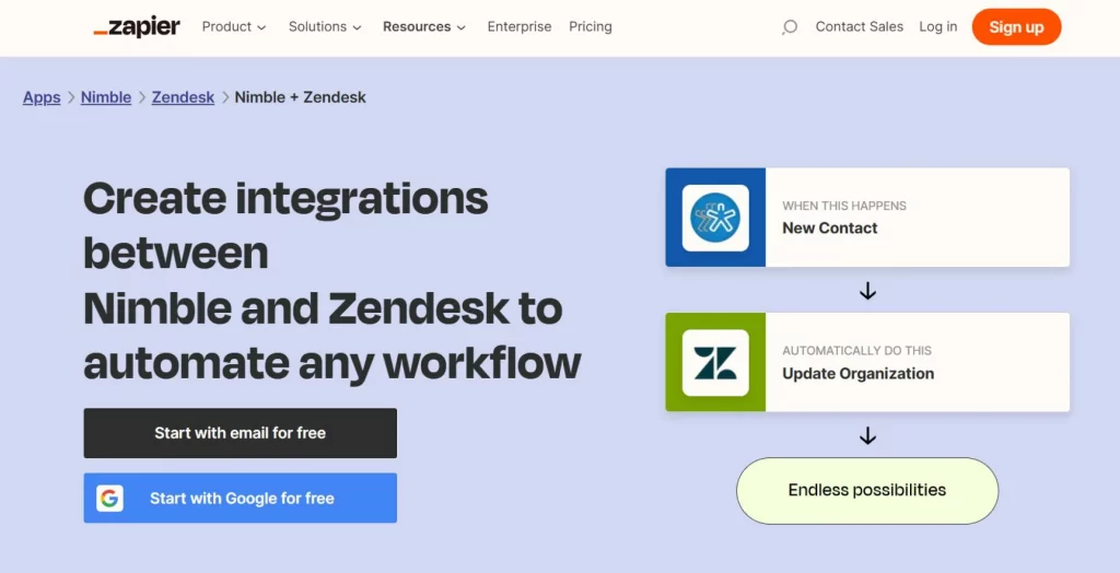 Nimble Zendesk Suite integration