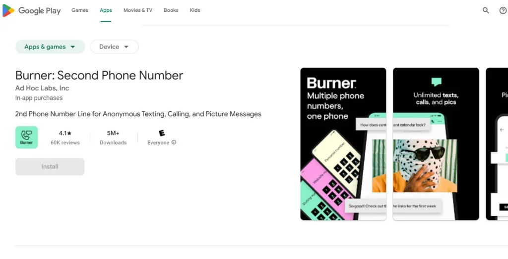 burner second phone number app