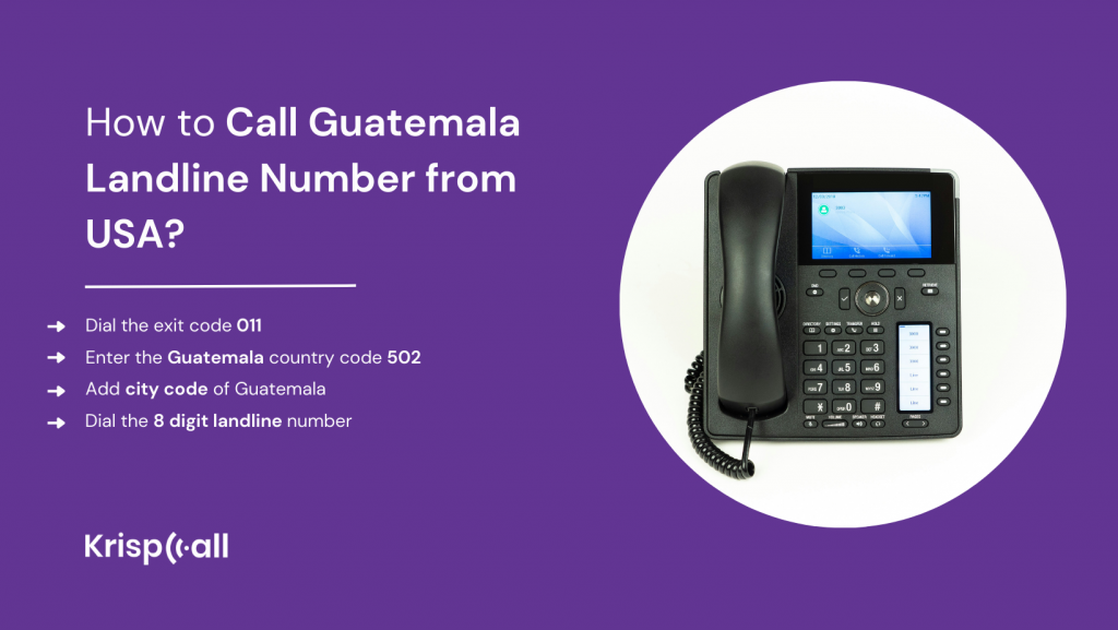 how to call Guatemala landline number from USA?