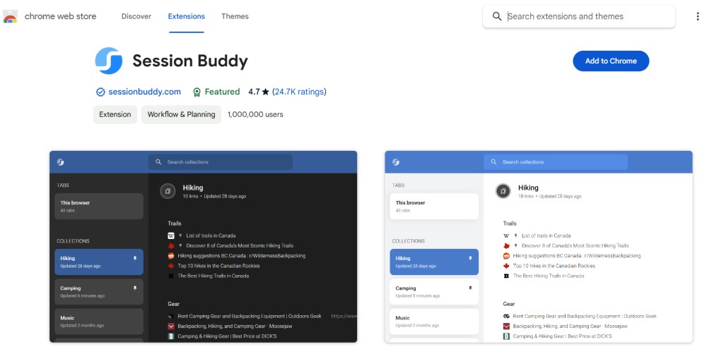 Session Buddy Chrome Extension