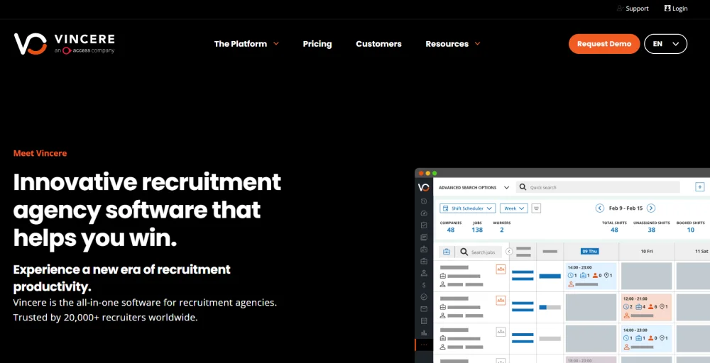 vincere staffing and recruiting crm