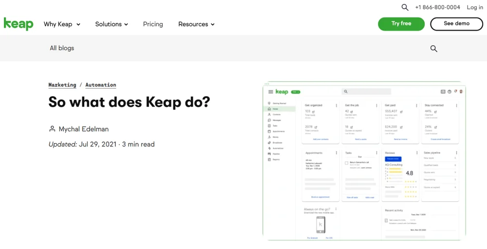 Keap Best for small businesses automation