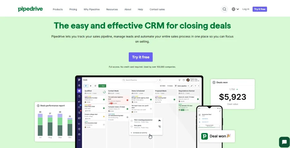 Pipedrive best CRM for B2C
