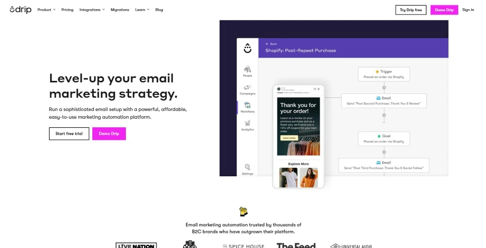 Drip Ecommerce Email Marketing Software