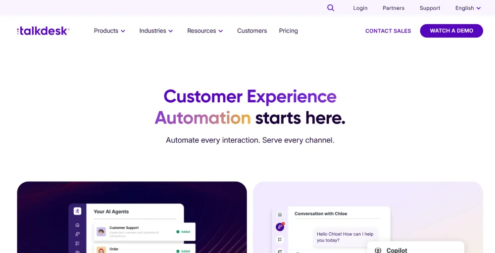 Talkdesk contact center software solutions