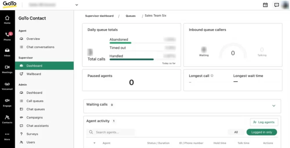 GoTo connect dashboard screenshot