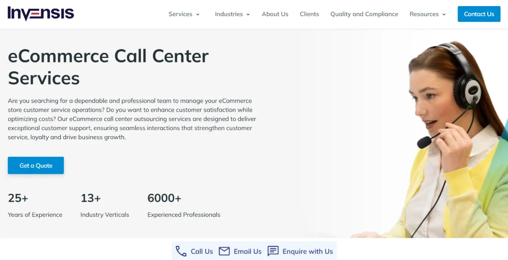 Invensis call center ecommerce software
