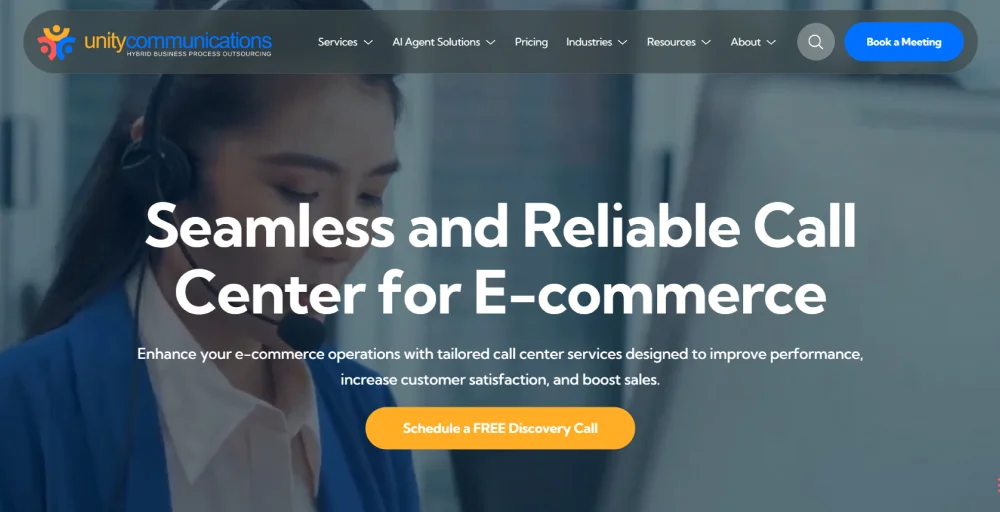 Unity connect ecommerce call center software dashoard